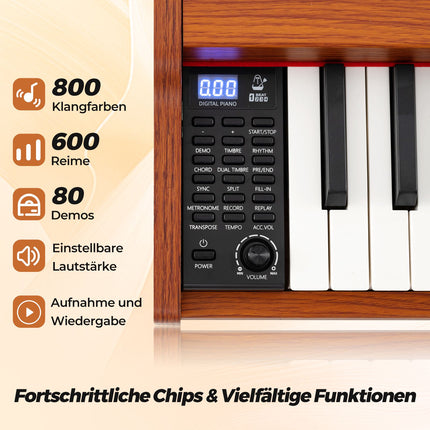 Digitální piano s 88 klávesami v plné velikosti, polovážená mechanika, stojan, pedály