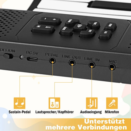 Rolovací piano s 88 klávesami, přenosné se 128 rytmy a MIDI