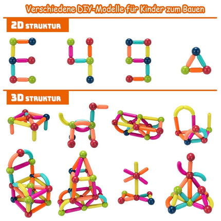 88dílná vzdělávací magnetická stavebnice z kvalitního ABS vhodná pro děti. Barevná