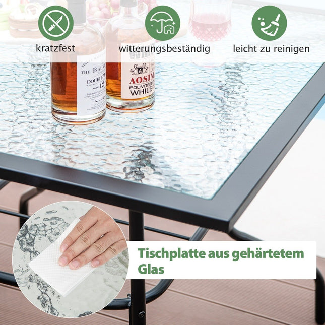 Zahradní stůl 89 cm dlouhý a široký s otvorem na slunečník 38 mm a černou deskou