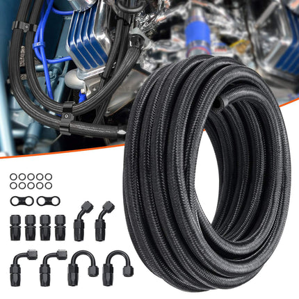 8AN Braided Fuel Hose Kit, 20 Ft, 12 Swivel Fittings