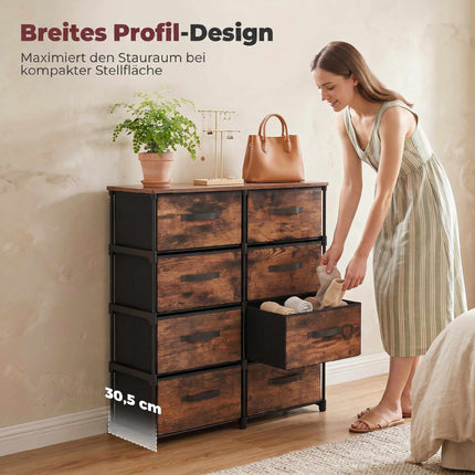 8-Drawer Fabric Dresser with Metal Frame, Vintage Brown