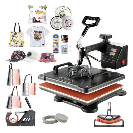 8-In-1 Heat Press Machine, 12x15 In, Digital Swing-Away