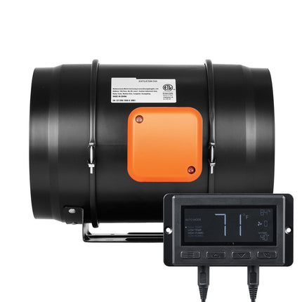 8-Inch Inline Duct Fan, 807 CFM, Temp Humidity Control