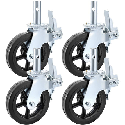 8-Inch Polyurethane Swivel Casters, Dual Lock, 4 Pack