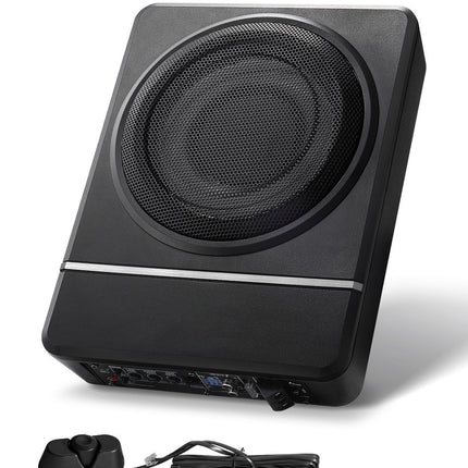8-Inch Underseat Powered Car Subwoofer, 240W, Remote
