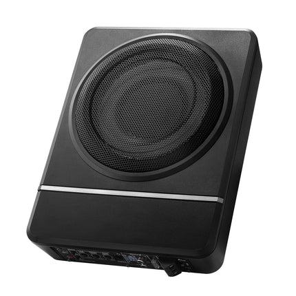 8-Inch Underseat Powered Car Subwoofer, 240W, Remote