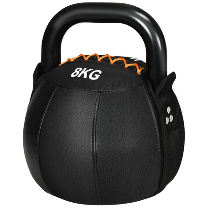Kettlebell 8 Kg, ocelová rukojeť, šetrný k podlaze, černý