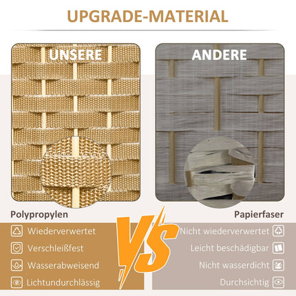 Skládací paraván s 8 panely, polypropylen, přírodní dřevo
