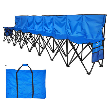 8-Seat Portable Folding Bench with Backrest, Carry Bag