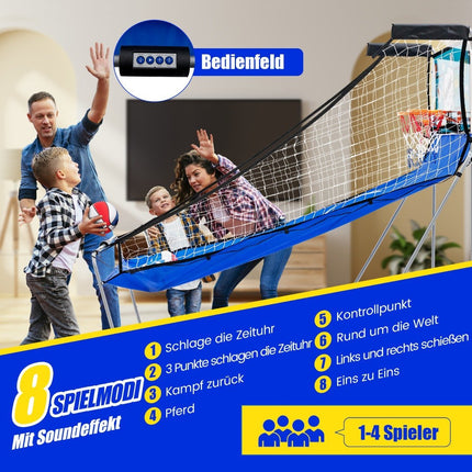 Basketbalový automat 8 v 1 se 4 míči a pumpičkou a 8 herními režimy arkádový basketbal zelená