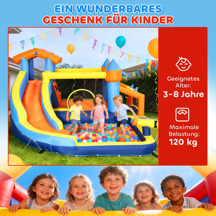8-in-1 Bounce House with Slide, Pool, Climbing Wall