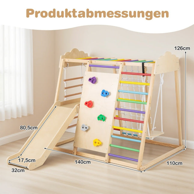 Montessori lezecká sestava 8 v 1 se skluzavkou a houpačkou