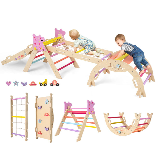 Dřevěná Montessori lezecká sestava 8 v 1 pro děti