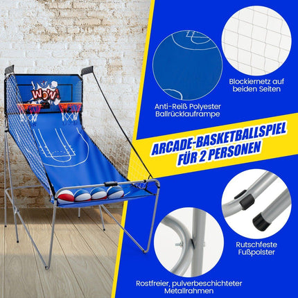 Basketbalový automat 8 v 1 se 4 míči a pumpičkou a 8 herními režimy arkádový basketbal tmavě modrá