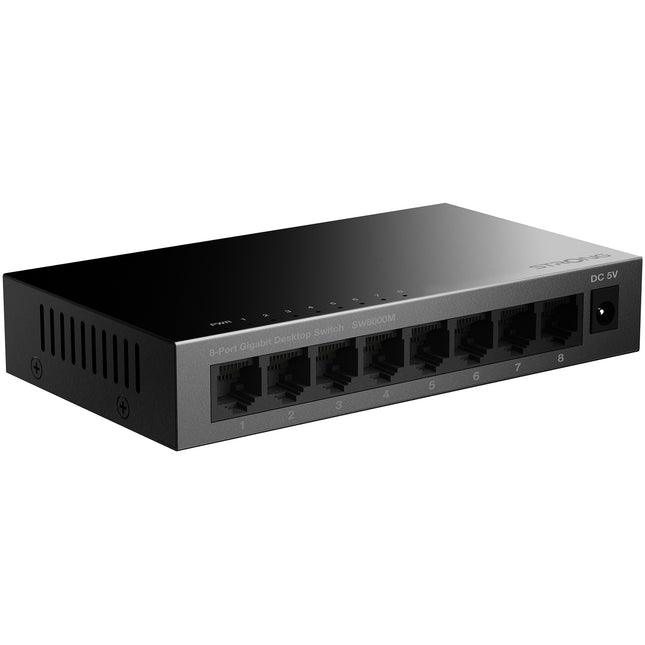 8portový gigabitový switch kovový černý