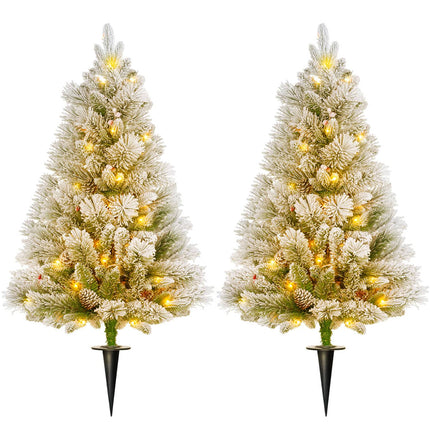 Umělé vánoční stromky, 90 cm, 100 LED světel, sada 2 ks