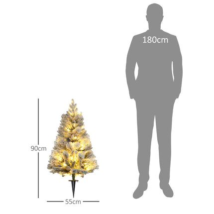 Umělé vánoční stromky, 90 cm, 100 LED světel, sada 2 ks