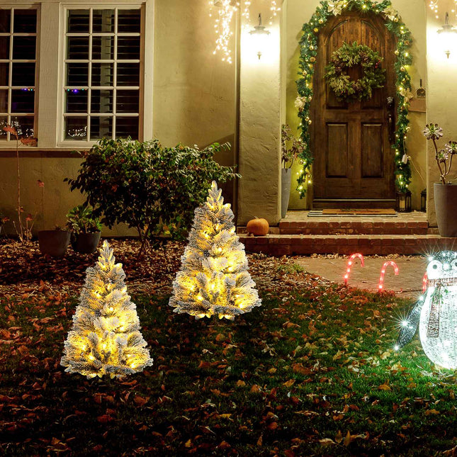 Umělé vánoční stromky, 90 cm, 100 LED světel, sada 2 ks