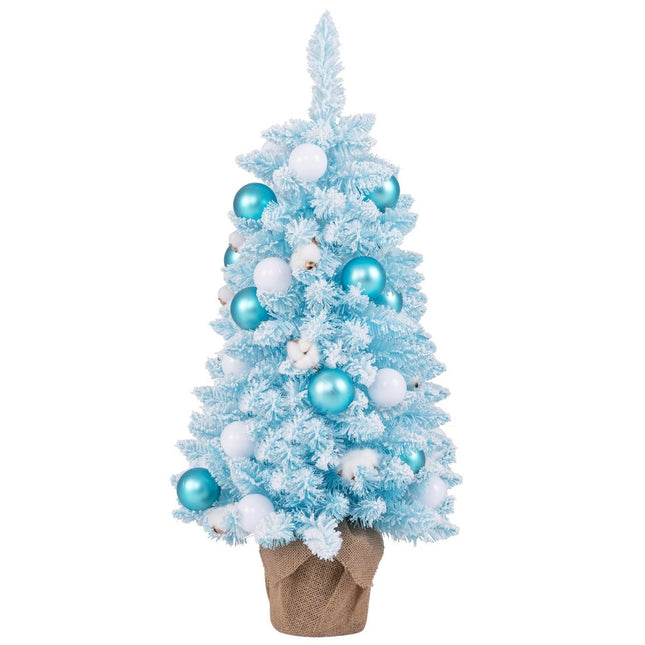 Mini umělý vánoční stromek 90cm se sněhem &amp; cementovým podstavcem vánoční stromek Chirstbaum modrý