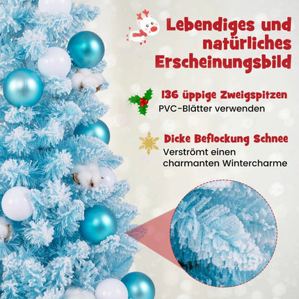 Mini umělý vánoční stromek 90cm se sněhem &amp; cementovým podstavcem vánoční stromek Chirstbaum modrý
