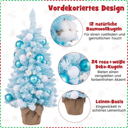 Mini umělý vánoční stromek 90cm se sněhem &amp; cementovým podstavcem vánoční stromek Chirstbaum modrý