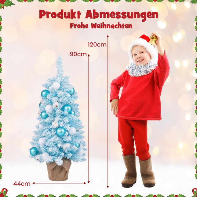 Mini umělý vánoční stromek 90cm se sněhem &amp; cementovým podstavcem vánoční stromek Chirstbaum modrý