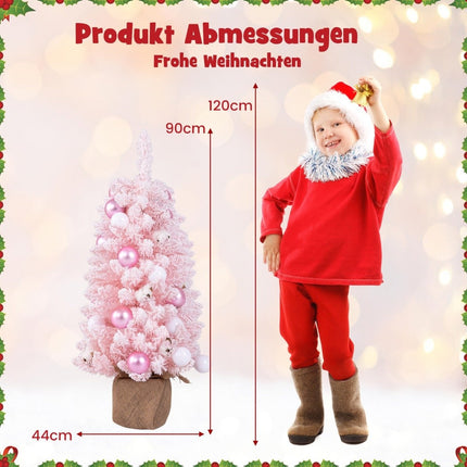 Mini umělý vánoční stromek 90cm se sněhem &amp; cementovým podstavcem vánoční stromek Chirstbaum růžový