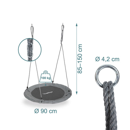 Kulatá hnízdová houpačka 90 cm pro děti i dospělé