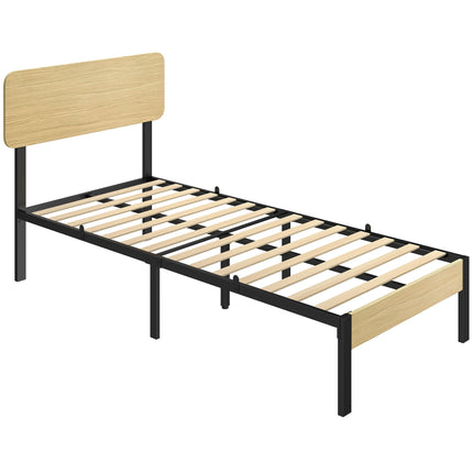Kovový rám postele 90 x 200 cm s čelem a úložným prostorem