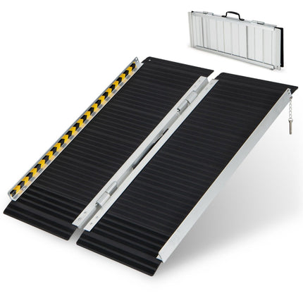 Rampa pro invalidní vozík 91 x 74 cm, přenosná a protiskluzová skládací rampa, nosnost do 272 kg, hliník