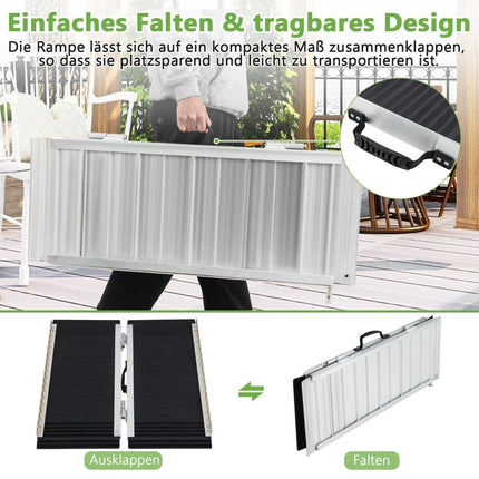 Rampa pro invalidní vozík 91 x 74 cm, přenosná a protiskluzová skládací rampa, nosnost do 272 kg, hliník