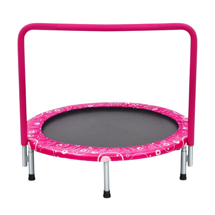 Dětská trampolína 92 cm, mini trampolína s madlem, skládací trampolína, nosnost do 150 kg, růžová + černá