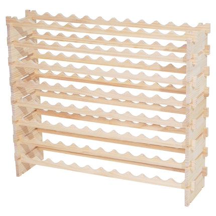 96-Bottle Stackable Pine Wood Wine Rack, 8-Tier