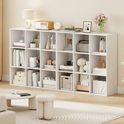 9-Cube White Wooden Bookshelf with Anti-Tipping Kit