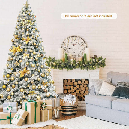 Umělý vánoční stromek 9 Ft, zasněžený, sklopné větve, kovový stojan