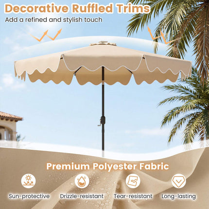 9 Ft Solar Patio Umbrella with LED Lights, Beige