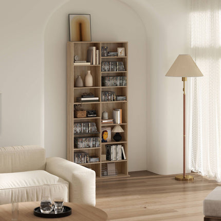 9-Tier DVD Shelf, 18 Compartments, Adjustable Shelves