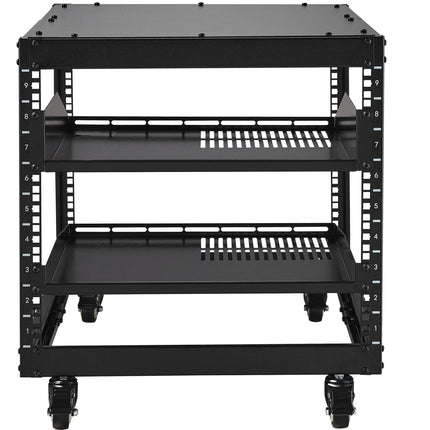 9U 4-Post Open Frame Server Rack, Adjustable Depth 23-40 in