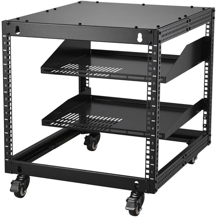 9U 4-Post Open Frame Server Rack, Adjustable Depth 23-40 in