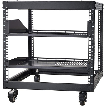 9U 4-Post Open Frame Server Rack, Adjustable Depth 23-40 in