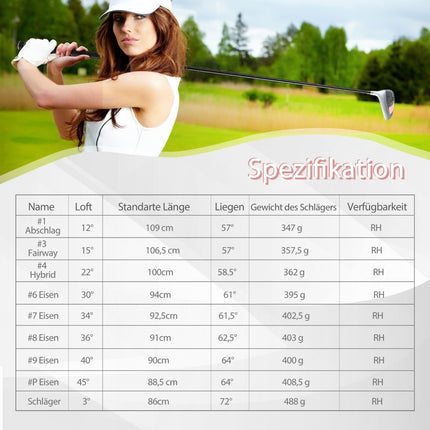 Kompletní sada golfových holí 9 dílů pro pravačky s návleky
