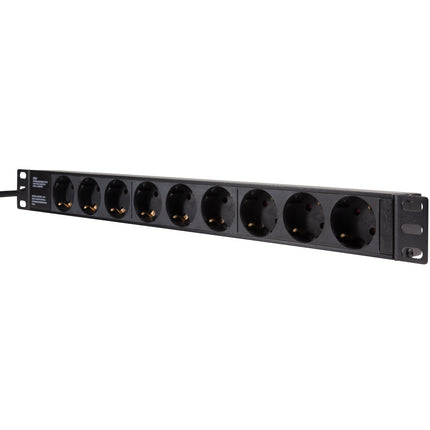 9cestná rozbočovací zásuvka pro 19" rack U1 černá