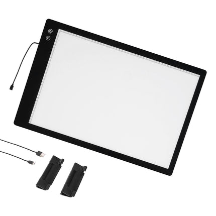 A2 LED Light Pad, Rechargeable, 6-Level Dimmable, Grid