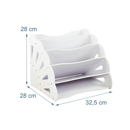 Organizér na stůl A4 z MDF, 5 přihrádek - bílý