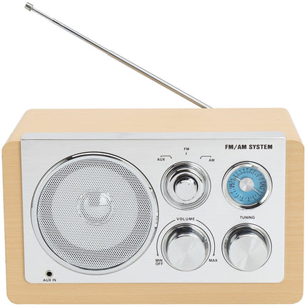 AM/FM analogové rádio světlé dřevo