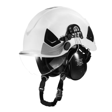 ANSI Z89.1 Vented Hard Hat With Visor, Earmuffs