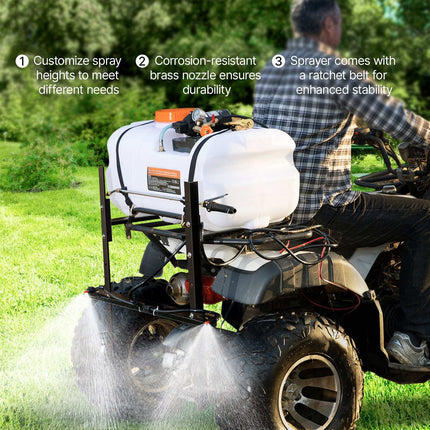 ATV Spot Sprayer 60L, 12V Pump, Boom, 20 Ft Hose