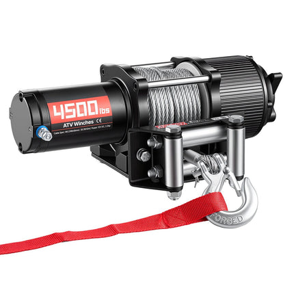ATV/UTV Electric Winch, 12V 4500 lb, Steel Rope, Remote