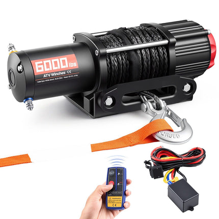 ATV/UTV Electric Winch 12V, 6000 lb Synthetic Rope